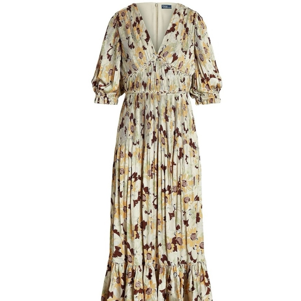 Polo Ralph Lauren Floral Maxi Dress in Cream and Brown - Picture 4 of 9